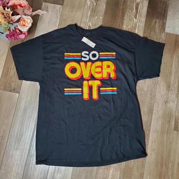 NWT Humor Men's Size XL "So Over It" Black Crewneck T-Shirt - Picture 5 of 12